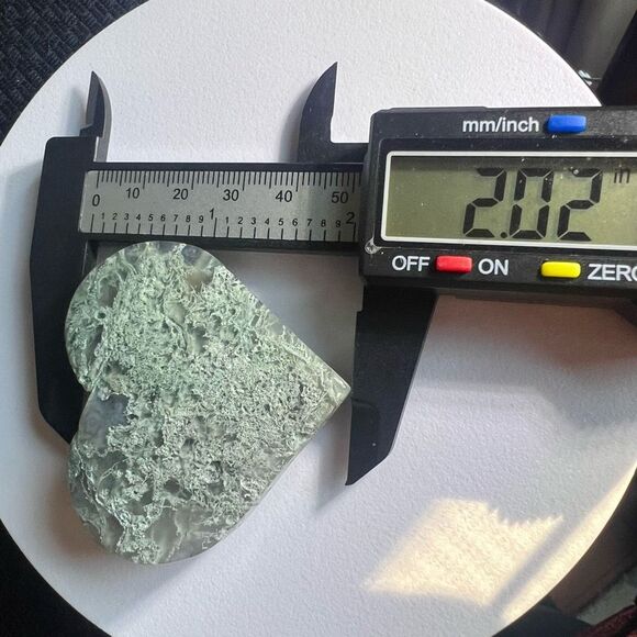 Moss Agate Crystal Heart (#6) - Picture 10 of 11
